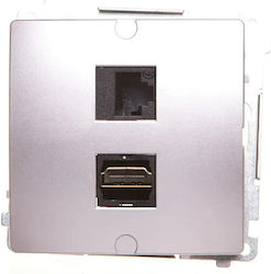 Simon Basic Priză Hdmi+rj45 Cat.6 Argintie Mată...