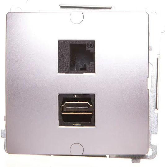 Simon Basic Socket Hdmi+rj45 Cat.6 Silver Matt Bmghrj45.01/43