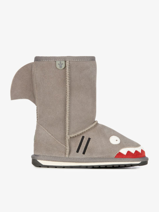 Leather Kids Ankle Boots Gray