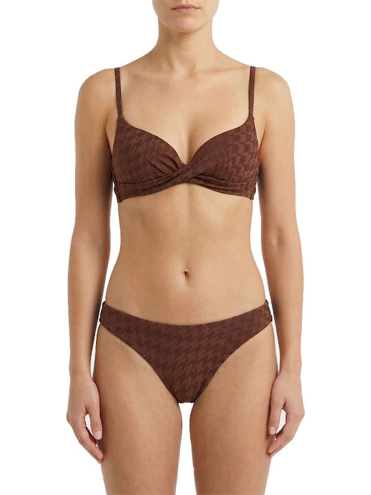 Γυναικείο Μαγιό Bikini Push-up Μπανέλα Pied-de-poule Καφέ