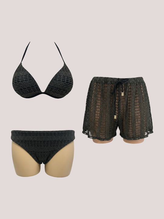 Modern Ocean Bikini Set 3 Pieces Triangle Push ...