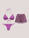 Set Bikini 3 Τεμαχίων Τριγωνάκι Push Up Μωβ