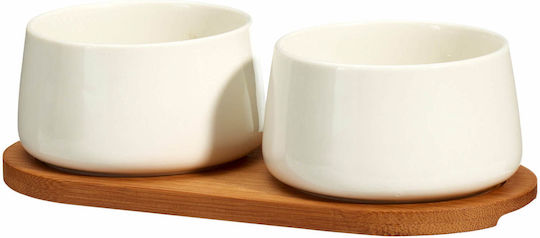 Excellent Houseware Ορντεβιέρα 2 Θέσεων από Πορσελάνη Λευκή Ø22cm Π11xΜ6.5cm 3τμχ