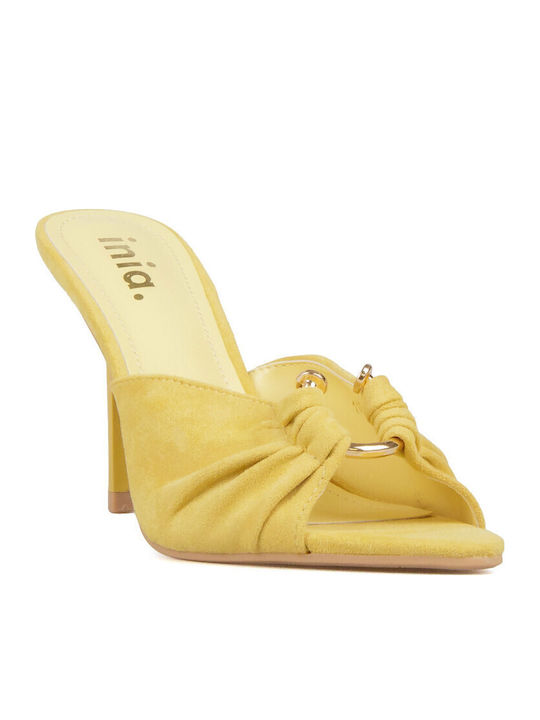 Silia D Suede Mules With High Heel In Blonde Co...