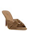 Suede Mules With High Heel In Brown Colour