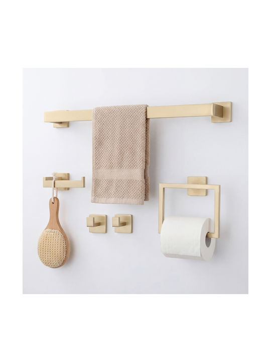 Naron Wall Mounted Bathroom Accessory Set Inox Gold 5 Pieces