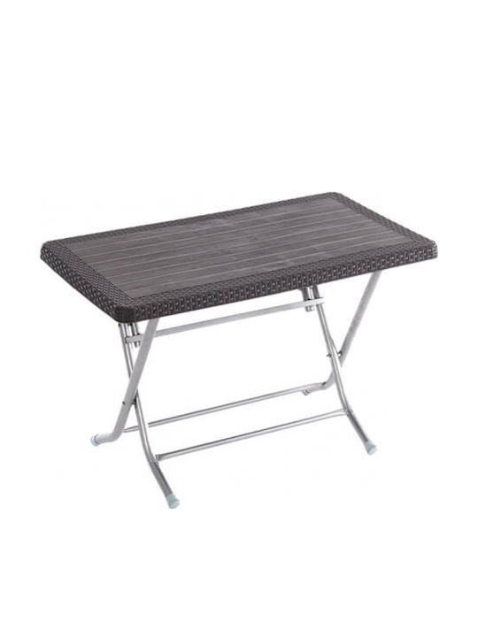 Masă Camera De Zi Pentru Spații Mici Exterioare Rattan Pliabil Maro 70x120x70cm