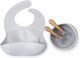 Baby Donkey Feeding Set Made of Plastic with Anti-Slip Base Gray 4pcs
