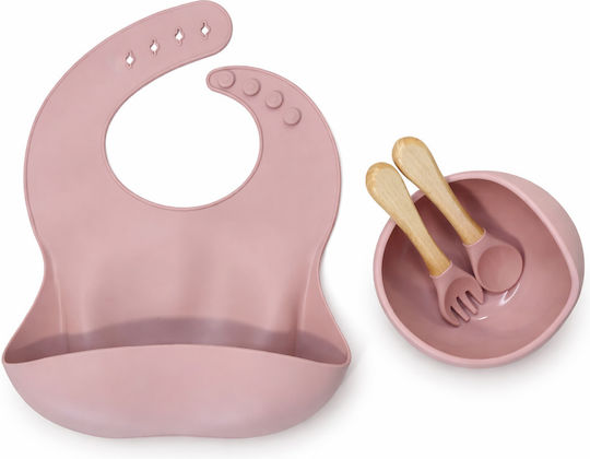 Baby Donkey Feeding Set Made of Plastic with Anti-Slip Base Pink 4pcs