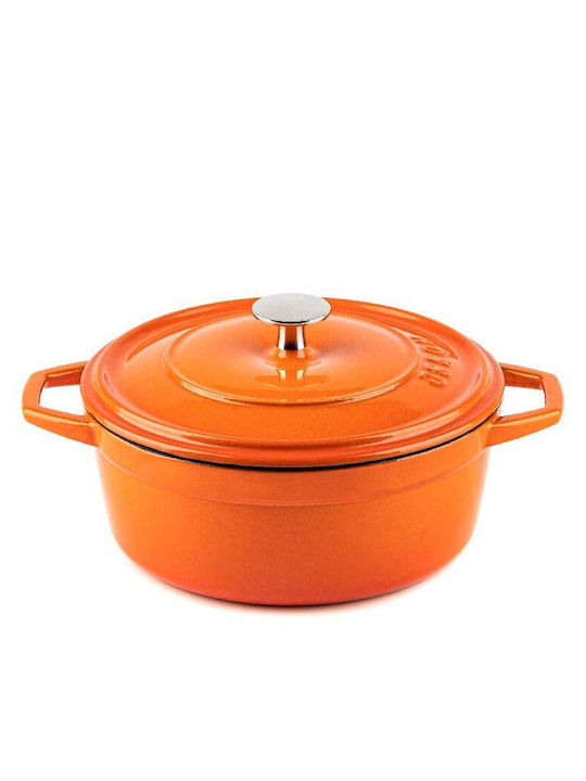 Hosse Deep Cast Iron Pot 0.765lt / 12cm Orange
