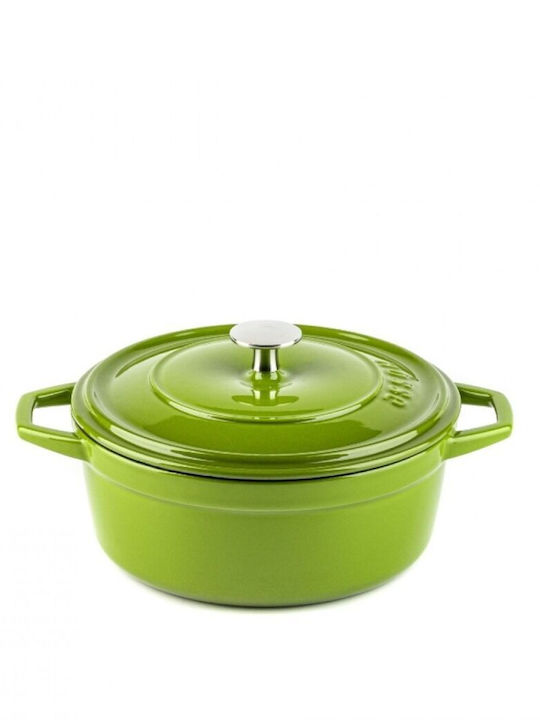 Hosse Deep Cast Iron Pot 6.1l 28cm Green