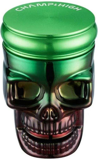 Champ High Skull Head Grinder 3 Parts 42mm Green & Red