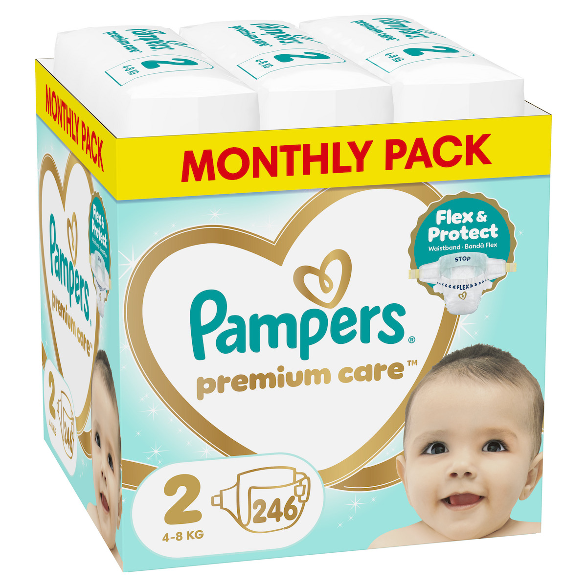 Pampers Πάνες με Αυτοκόλλητο Premium Care Monthly Pack No. 2 για 4-8kg 246τμχ