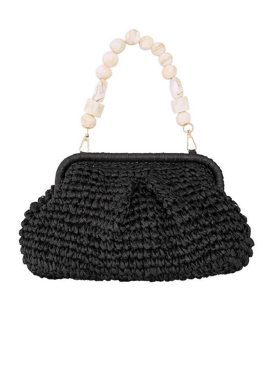 Celestino Γυναικεία Τσάντα Clutch Ψάθινη Μαύρο