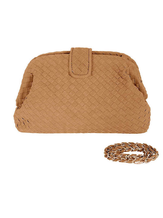 Celestino Γυναικεία Τσάντα Clutch Πλέξη Καφέ