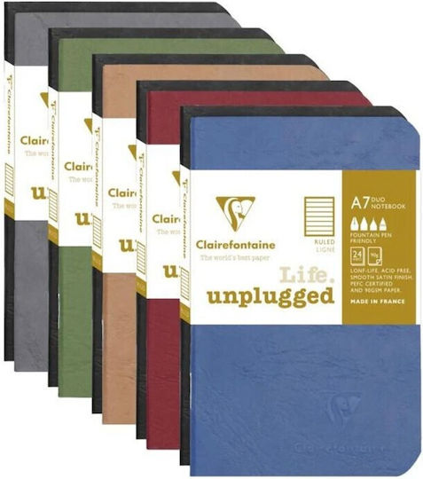 Clairefontaine Σετ 2 Σημειωματάρια A7 24 Φύλλων Ριγέ Καφέ TAUPE BLACK