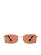Faos Unisex Sunglasses With Gold Frame And Brown Lens