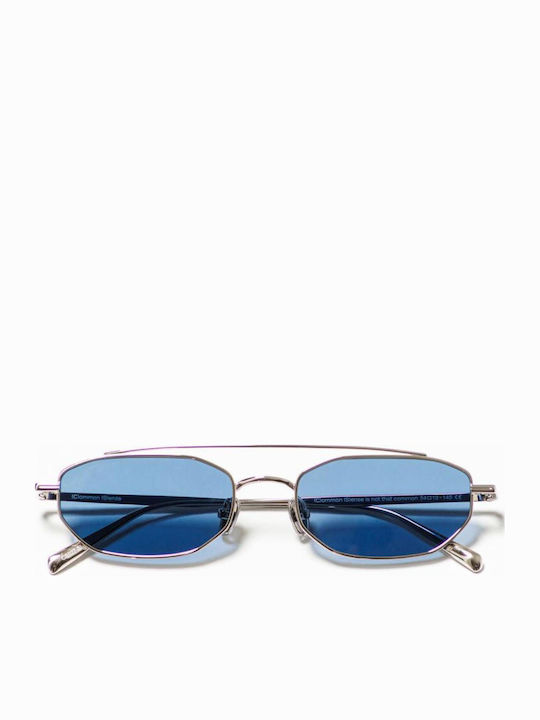 Common Sense Men's Sunglasses Silver Blue Mirror