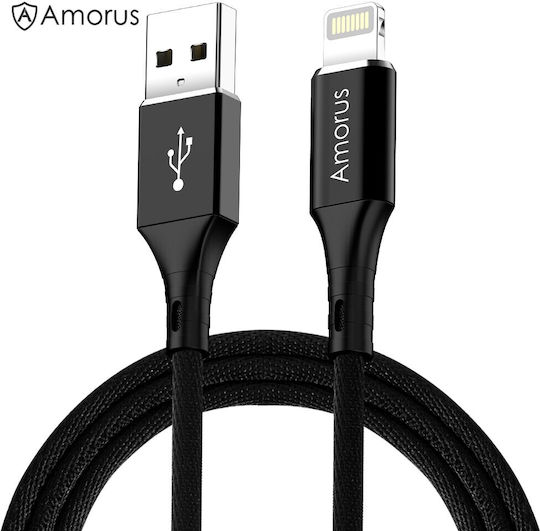 Amorus USB-A to Lightning Cable Μαύρο