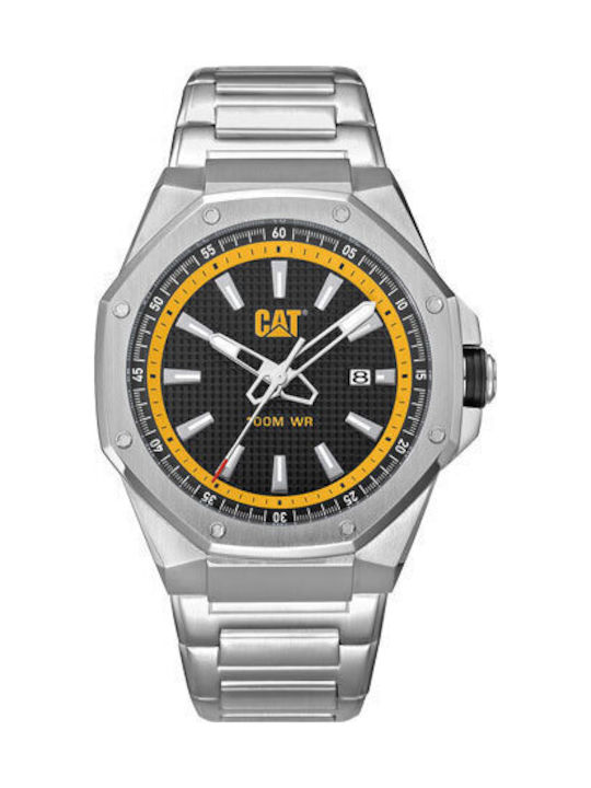 CAT Mens Ανδρικό Ρολόι Μπαταρίας με Ασημί Ατσάλινο Μπρασελέ