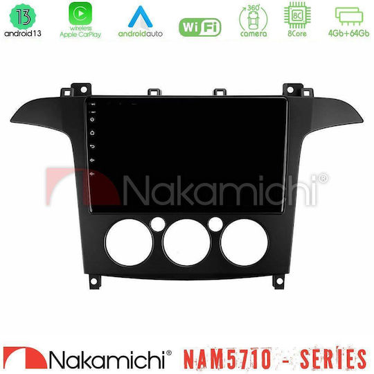 Nakamichi Car Audio System for Ford S-Max 2006-2008 with A/C Bluetooth USB WiFi GPS Apple CarPlay Android Auto with 9" Touch Screen
