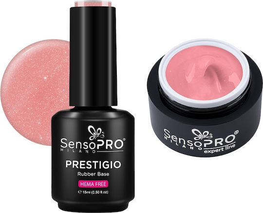 Construction Gel Set Rubber Base Rosé Glow Sensopro Milano