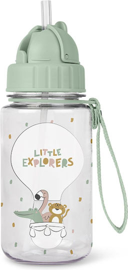 Saro Little Explorers Kids Water Bottle Plastic with Straw 400ml