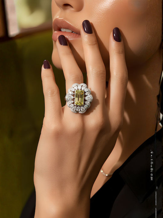 Chrysothemiss Women's Ring Verdant Royale Impressive Ring Green Zircon Stone Luxury Vintage Jewelry