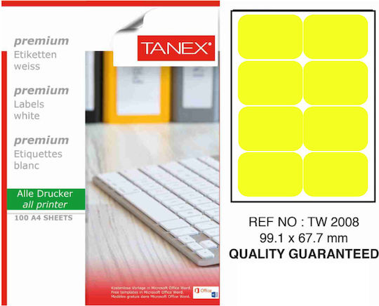 Tanex Selbstklebende A4 Etiketten Rechteckige 99,1x67,7mm