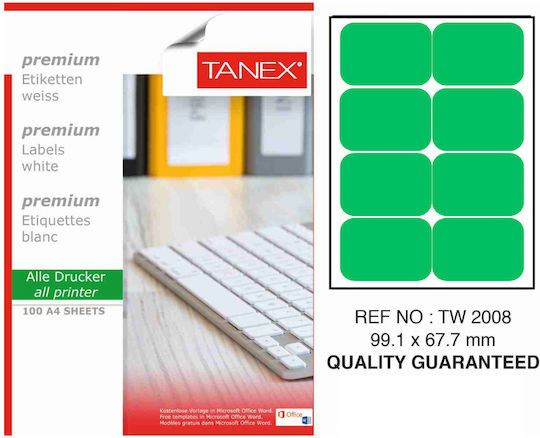 Tanex Αυτοκόλλητες Ετικέτες Α4 Ορθογώνιες 99.1x67.7mm