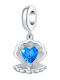 Charmy Heart Charm in Silver with Blue Zircon