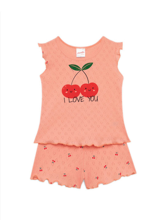 Minerva Kids Nightwear Summer Peach-Red Cherries Baby Pointelle
