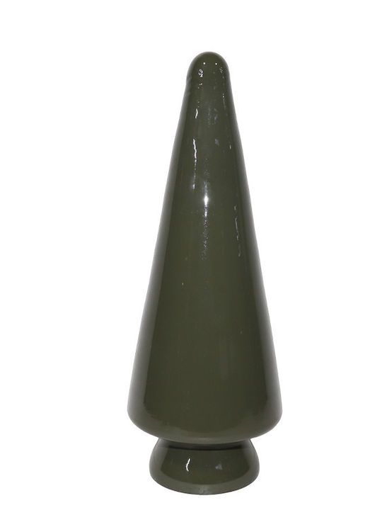 Arbore Decorativ de Crăciun cu Lumină LED din Sticlă Tip Con 25,5 cm Verde