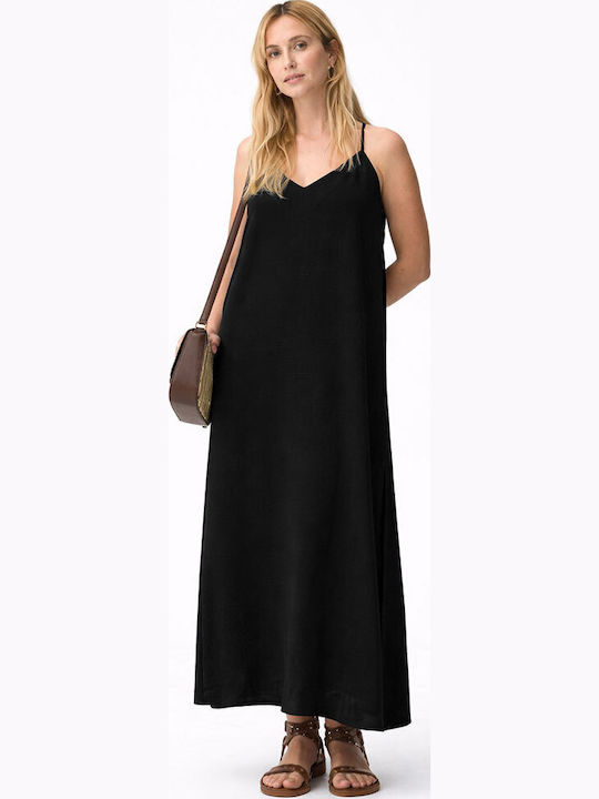 Tiffosi Summer Maxi Dress with Tearing Black