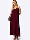 Summer Maxi Dress with Tearing Burgundy