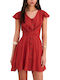 Summer Mini Shirt Dress Red