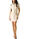 Sommer Mini Hemdkleid Beige