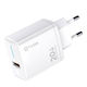 Tuqin Φορτιστής με Θύρα USB-A και Καλώδιο Lightning 20W Λευκός (QE40-I)