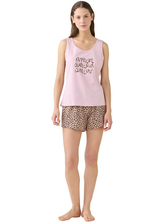 Noidinotte Summer Women's Cotton Pajama Set Pink