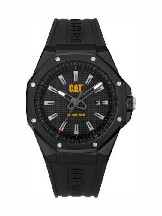 CAT Mens Men's Battery Watch with Black Rubber Strap