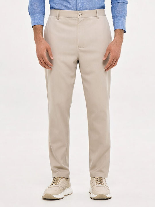 Elastic Beige Men's Trousers