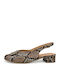 Pantofi Cu Toc Din Piele Cu Toc Jos Animal Print Maro