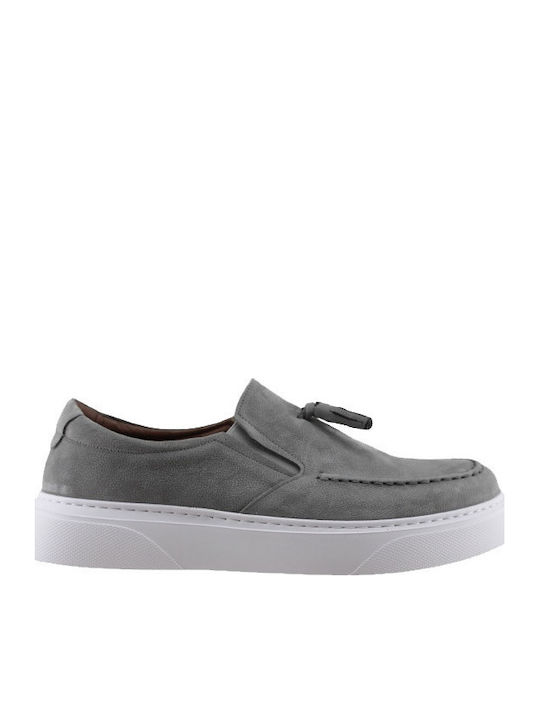 Leder Herren Mokassins in Grau Farbe