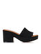 Suede Women's Mules with High Heel in Black Color