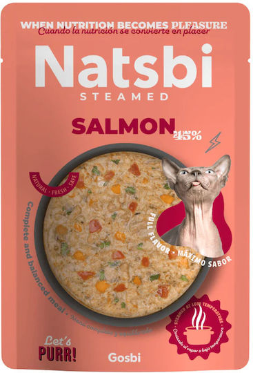Natsbi Υγρή Τροφή για Γάτες με Σολομό 80gr