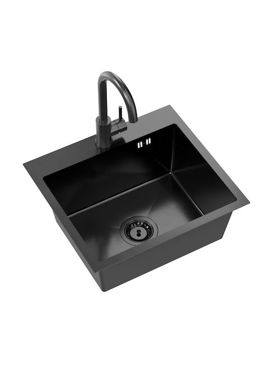 MYQ Ентов Кухненски Мивка Inox със Смесител М45xШ50cm Черен