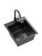MYQ Drop-In Inox Küchenspüle mit Wasserhahn M45xP40cm Schwarze