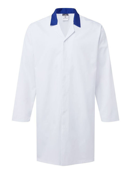 Food Industry Apron Without Pockets Size Xs White Royal Blue R