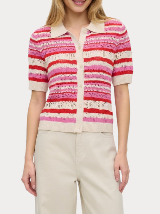 Short Women's Knitted Cardigan High Risk Red