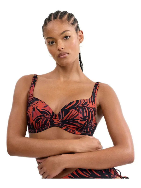 Bikini Bra With Padding Floral Brown